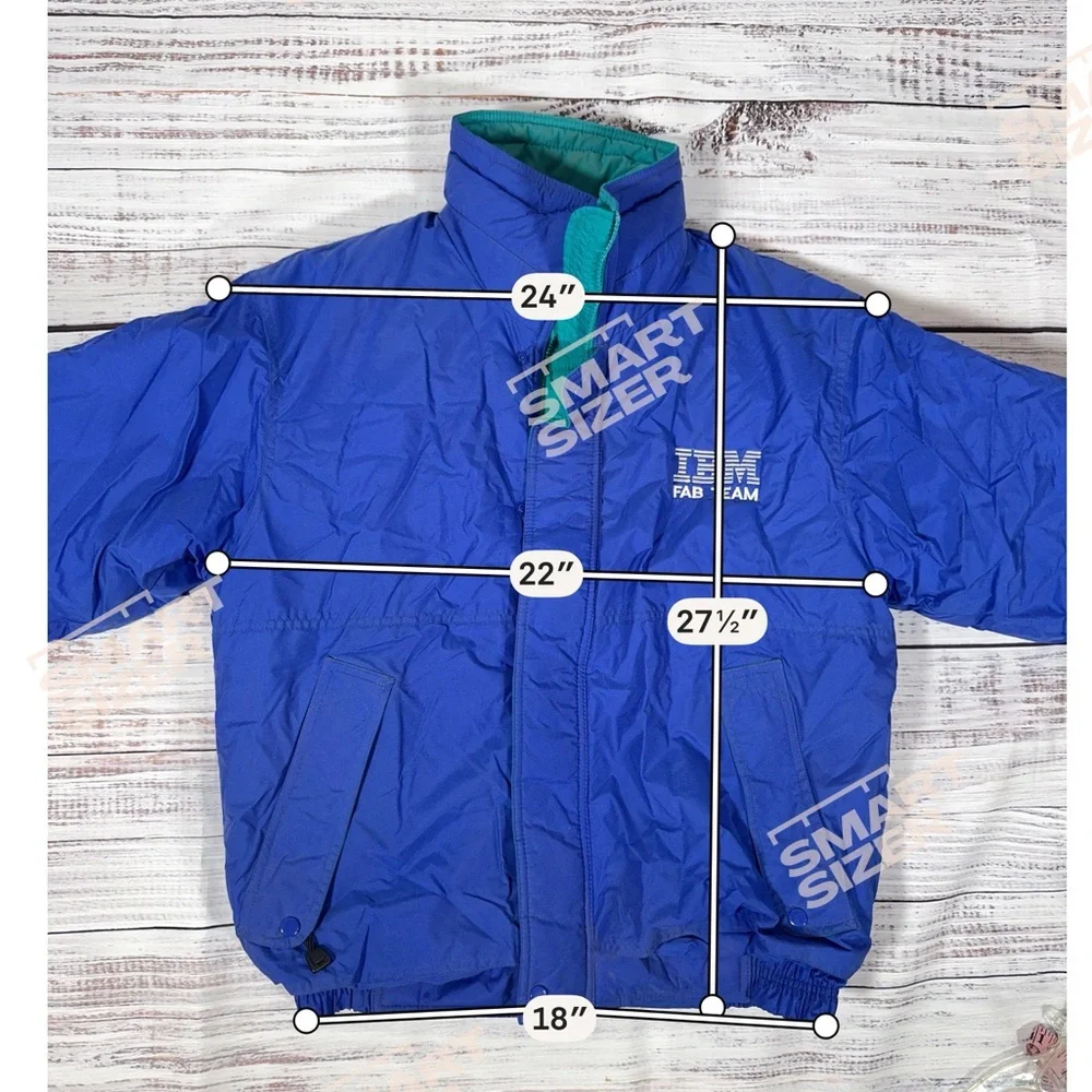 IBM Vintage Royal Blue Puffer Jacket with Teal Trim